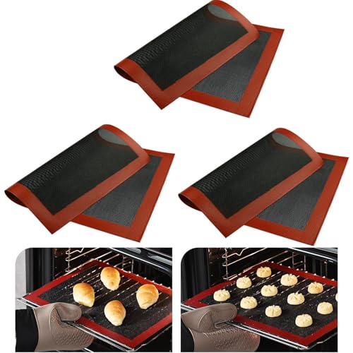 3pcs Baking Mat 30x40cm Fiberglass Silicone Baking Mat Sheet Baking mat, Silicone Baking mat, Silicone Baking Sheets Heating Non-Stick Heat Resistant Mat Pizza Cake Baking Microwave Oven