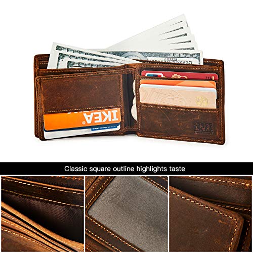 Top Grain Leather Minimalist Wallet For Men Rfid Blocking Vintage Handmade Card Holder Bifold Slim Wallet Gift Box #TOP6