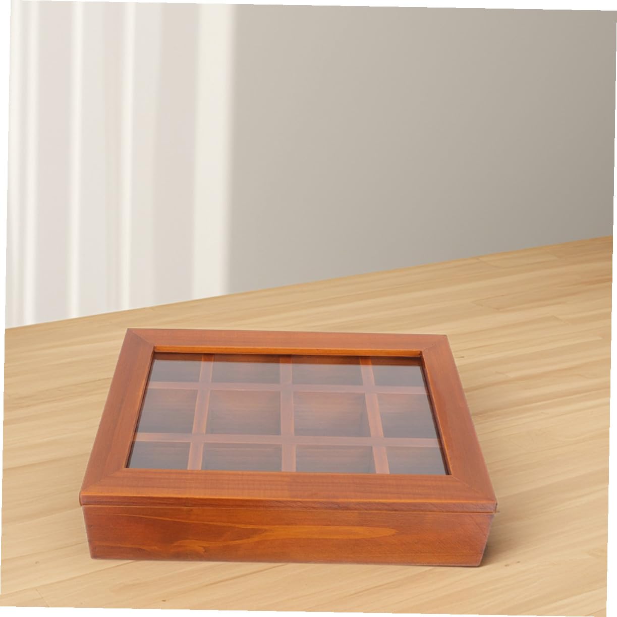 COLLBATH Teebeutel Organizer Holz mit Fächern Transparente Acrylabdeckung Multifunktionale Teebox zur Aufbewahrung von Teebeuteln Zucker und Mehr für Zuhause Büro und Outdoor