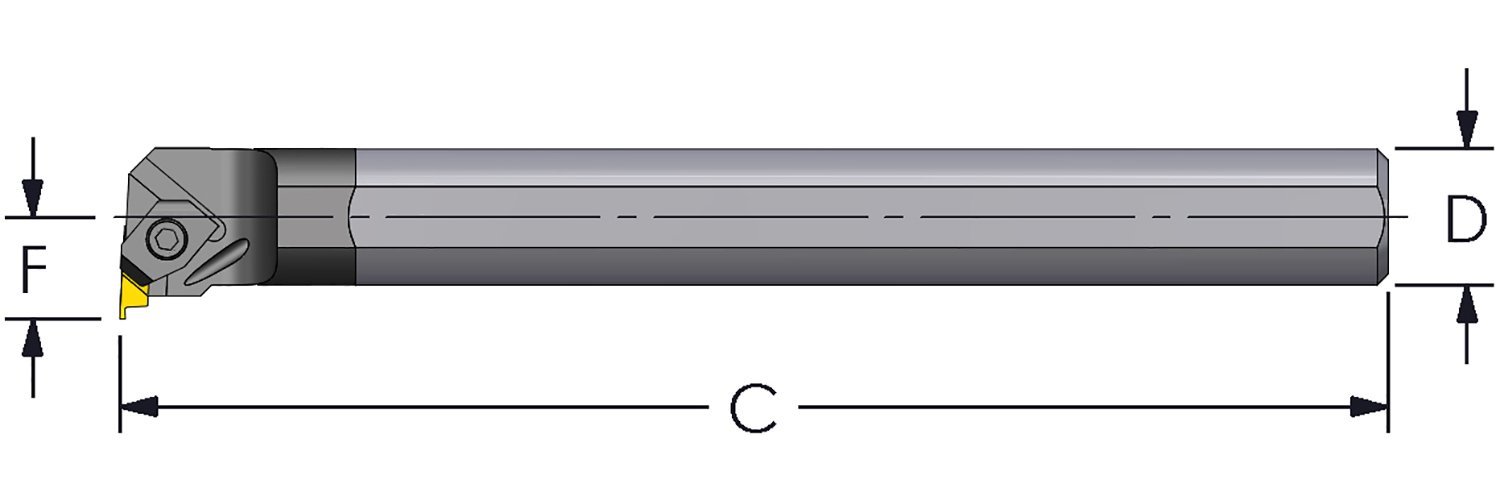 UltraDex E10S NER2 Carbide Boring Bar, 1.000" Minimum Bore to Hold NG