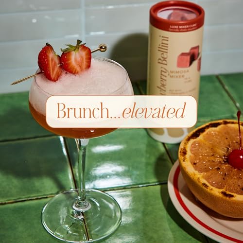 LUXE Mixology Strawberry Mimosa Mixer Cubes - Craft Champagne Cocktail Mixer for Strawberry Mimosa\'s - Just Mix with Champagne, Bubbly, or Make a Mocktail - Kosher - Makes 30 Cocktails - Hosting Made Easy - Great Gift Idea