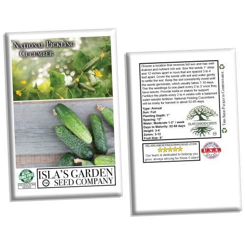 National Pickling Cucumber Seeds For Planting, 75+ Heirloom Seeds Per Packet, (Isla's Garden Seeds), Non Gmo Seeds, Botanical Name: Cucumis Sativus, Great Home Garden Gift #TOP6