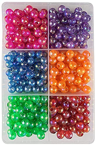 Image of eshoppee 200 gm 8 mm Set of 6 Multicolor Plastic Beads for Jewellery Making kit Art and Crafts Materials for Necklace Bracelet Earring Making Materials DIY kit (5)