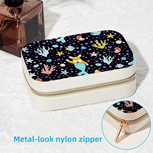 Boîte à bijoux portable Mermaid Corgis pour bagues et colliers