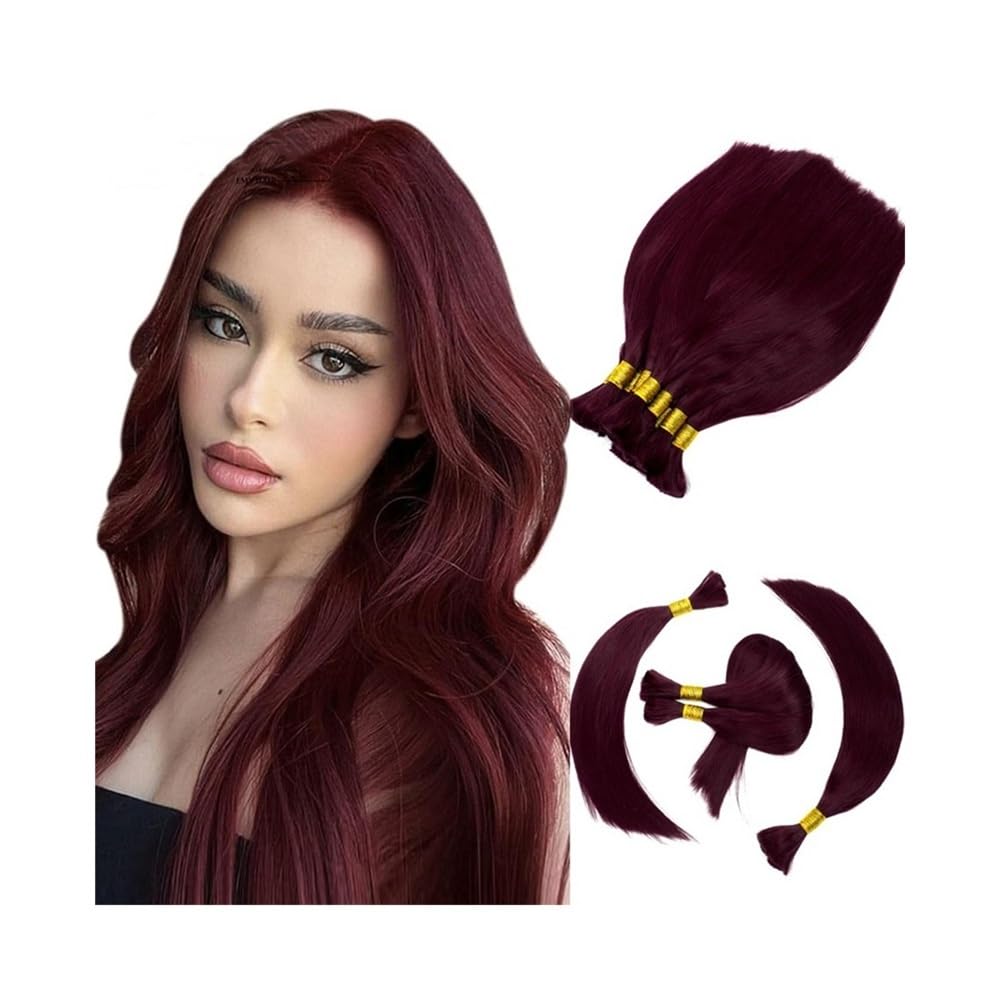 Splatanie włosów Farbowane wstępnie 99J# brazylijskie włosy ludzkie proste bez osnowy Remy Bulk Hair Extension do zaplatania Kobieta(28 Inch)