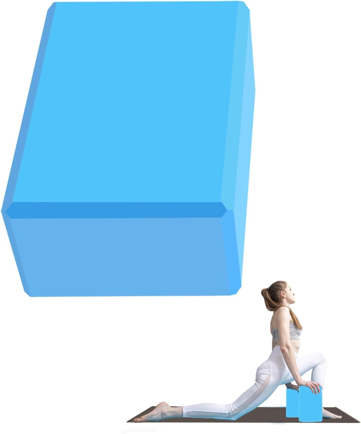 High Density Foam Yoga Block Brick with Yoga Strap for Improve Strength, Aid Balance, and Flexibility (Blue) (Set Of 1)-image-9