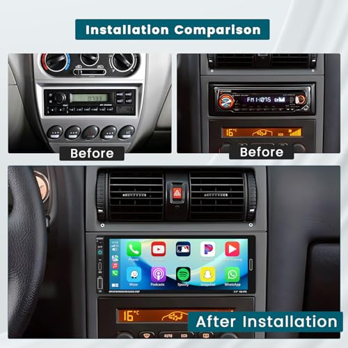 Ohradio Autoradio Bluetooth 1 Din - Écran Tactile 6,9 Pouces CarPlay & Android Autopour Voitures - Fonction Caméra de Re