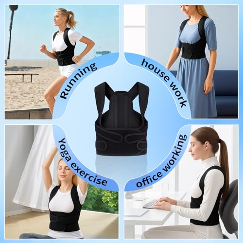 Image of Posture Corrector for Women and Men Back Pain Relief,Full Back Brace Support for Office Desk Workers, Posture Brace for Upper and Lower Back Pain Relief, Medium(Waist 33-44 Inches)