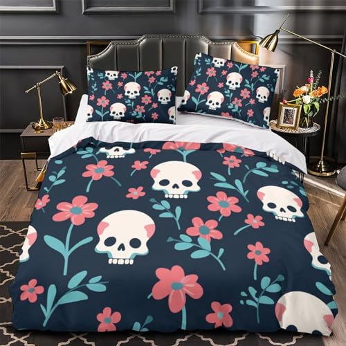 Parure de couette 200x200 microfibre 3D avec taies d'oreiller pour lit double