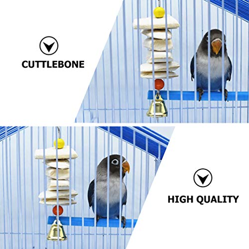 Balacoo Cuttlebone Toys for Birds- 2 Pack Parrot Toys Chewing Bird Toy Cuttlebone Beak Grinding Cage Hanging Bell for African Greys Conure Eclectus Budgies Parakeet Cockatiel, 2 Pack - Image 4