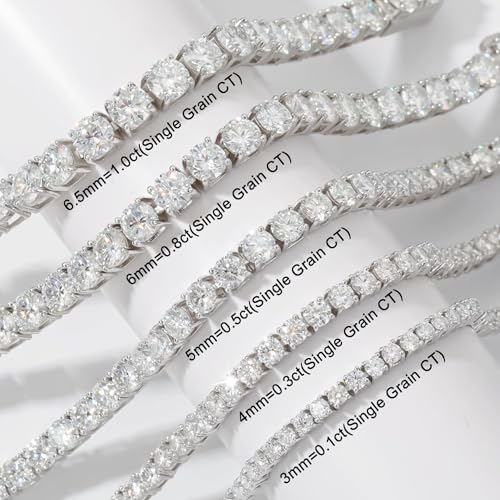 Gem's Beauty Moissanite Tennis Bracelet for Women Men Girls Christmas Gifts 2-6.5mm D Color VVS1 Round Cut Diamond Tennis Bracelet 18k White Gold Plated 925 Sterling Silver Tennis Bracelet for Women, by Gem's Beauty - Image 5