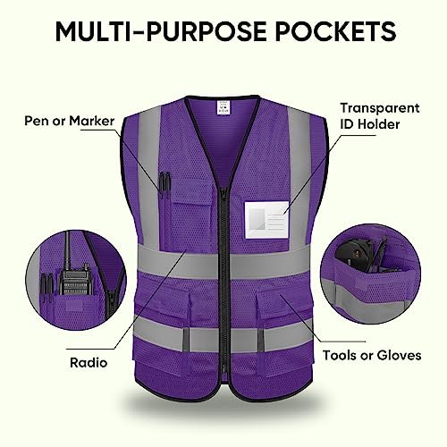 Image of TICONN Reflective Safety Vest High Visibility Class II Mesh Vest for Women & Men Meets ANSI Standards