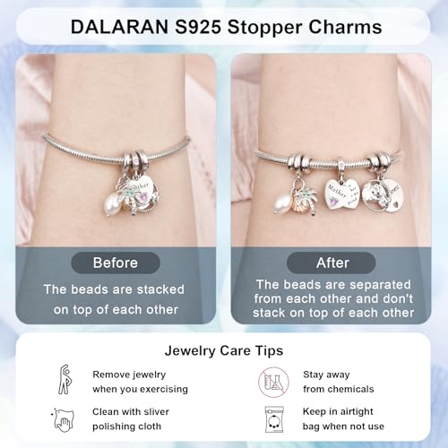 DALARAN Stopper Beads for Bracelets 925 Sterling Silver Clip Spacer Charm Bracelet Stoppers4
