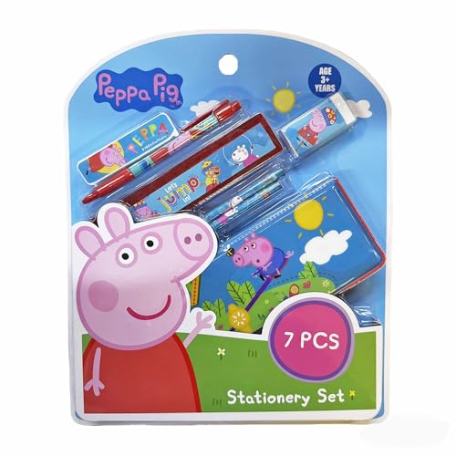 Image of Peppa Pig 7 pcs Stationery SetSchool Supplies Kit Multicolor Return Gift for Kids Age 3 Years +