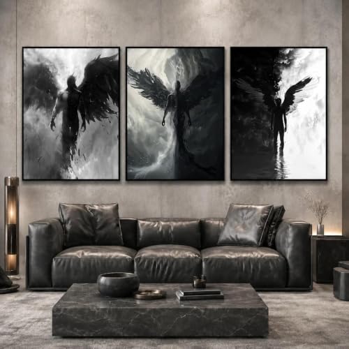 Cuadro abstracto de ángel oscuro para decorar un salón moderno con elegancia