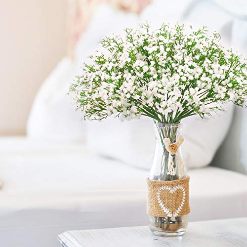 Bomarolan Artificial Baby Breath Flowers Fake Gypsophila Bouquets 12 Pcs Fake Real Touch Flowers For Wedding Decor Diy Home Party(White) #TOP5