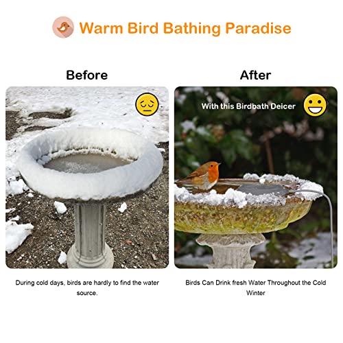 Bird Bath Heater For Outdoors In Winter, Pond De-Icer 80 Watts Birdbath Deicer Water Heater Durable Birdbath Heater For Winter With Aluminum Base Waterproof & Thermostatically Controlled Saving Energy #TOP2