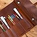 OMBUO Handmade Artist Pencil Case for Adults Women, Leather Pencil Roll, Artist Gifts, Pencil Wrap Roll Up Case, Leather Paint Brush Case, Warm Brown
