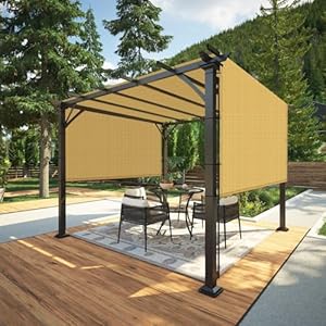 Coarbor 16×12 outdoor pergola universal replacement shade cover canopy with grommets weight rods shade screen panel for patio deck backyard gazebo pergola porch sand  urban country home decor