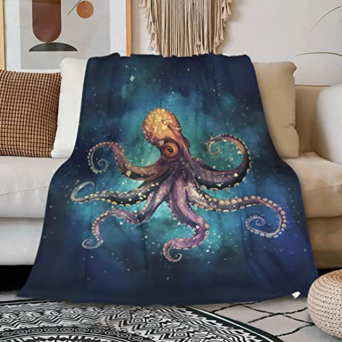 Octopus Fleece Throw Blanket Lightweight Super Soft Flannel Bed Blanket Perfect Home Decor for Couch Chair Sofa Living Room 50'X40' Small