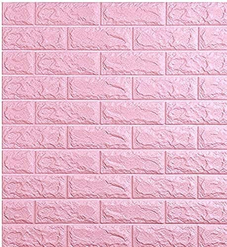Image of Brick Wallpaper - Self Adhesive PE Foam Brick Design 3D Wall Stickers /DIY Wallpaper for Home Hotel Living Room Bedroom & Cafe (70 x 77cm, Appx. 5.8Sq Feet) (Pink)-Pack of 1