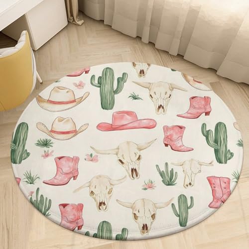 Tapete de terciopelo lavable no se desliza para sala con estampado de botas de cactus 7