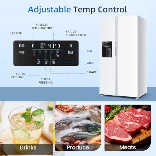 Image of Antarctic Star 18.1 Cu.Ft 2 Door Freezer Refrigerator,with Ice making and water dispenser,powerful LED light,for Kitchen,Dorm and Office,Silver