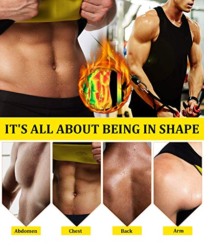 Sauna Slimming Vest Body Shaper for Men Waist Trainer Hot Sweat Suit Workout Shapewear Neoprene Compression shapers Tank Top Thermal Shirt Black 2XL - Thumbnail 5