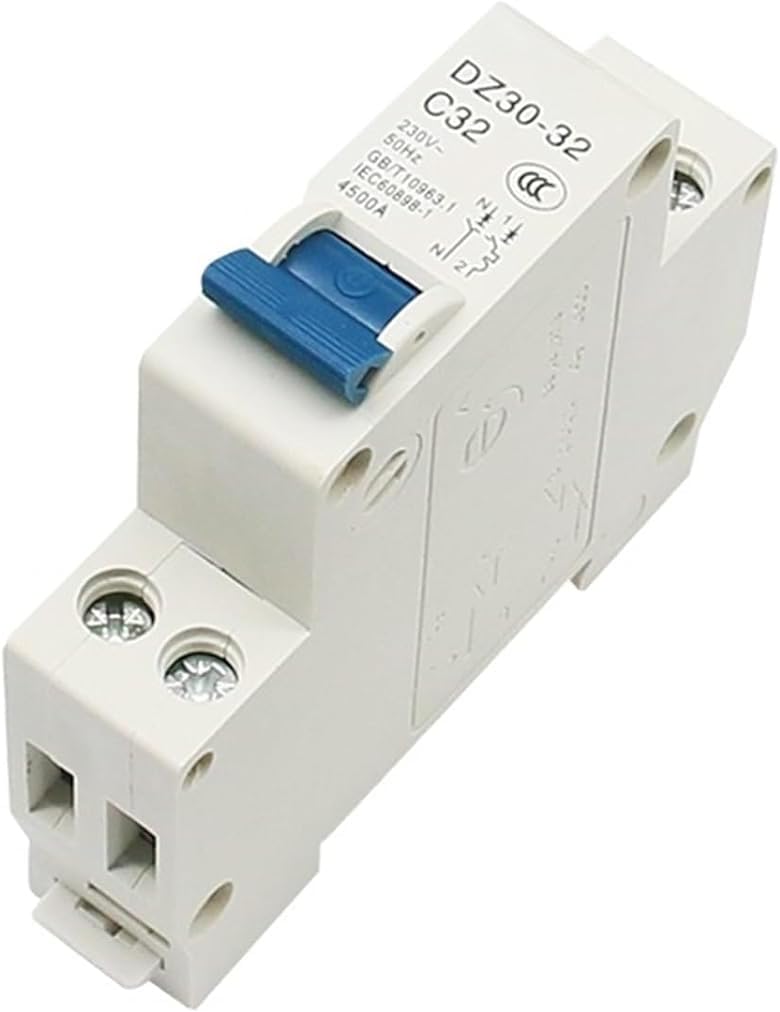 ALKOY Circuit breakerDc 12v Battery Reset Mini Circuit Breaker Residual Current DZ30-32 Leakage 1Pcs (Size : 25A) (Size : 10A)