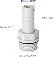 Vista 2 de Paquete de 6 mangueras rectas POM para transportar agua y gas líquido, aplicar a exteriores/industriales (púas de 0.394 pulgadas, macho G3/8)