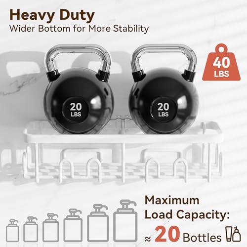 Image of YASONIC Shower Caddy Adhesive, 100% Rustproof Shower Organizer with Soap and Toothbrush Holder, Large Capacity Shower Shelves for Inside Shower, No Drill Shower Storage for Home (5 Pack White)