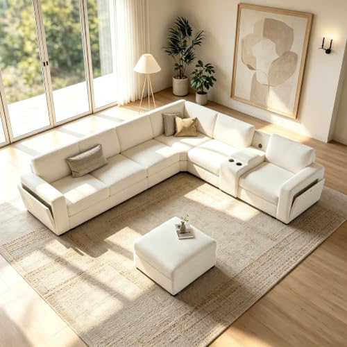 Vesgantti 127" Modular L Shaped Sectional Couch for Living Room, Beige - image 1