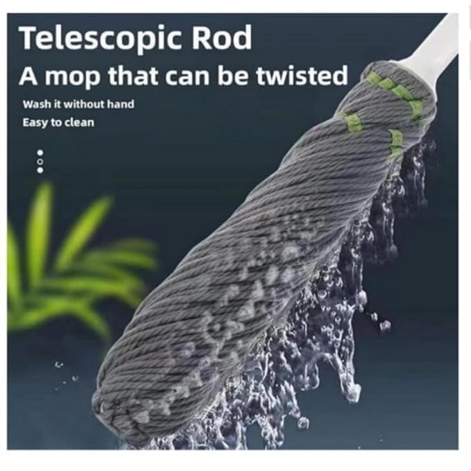 Image of Microfiber Twist Mop for Floor Cleaning - Squeeze Stick, Durable, Easy to Use Cleaner, Effective Poocha for Hardwood, Tile, and Laminate for Floor Easy to Use