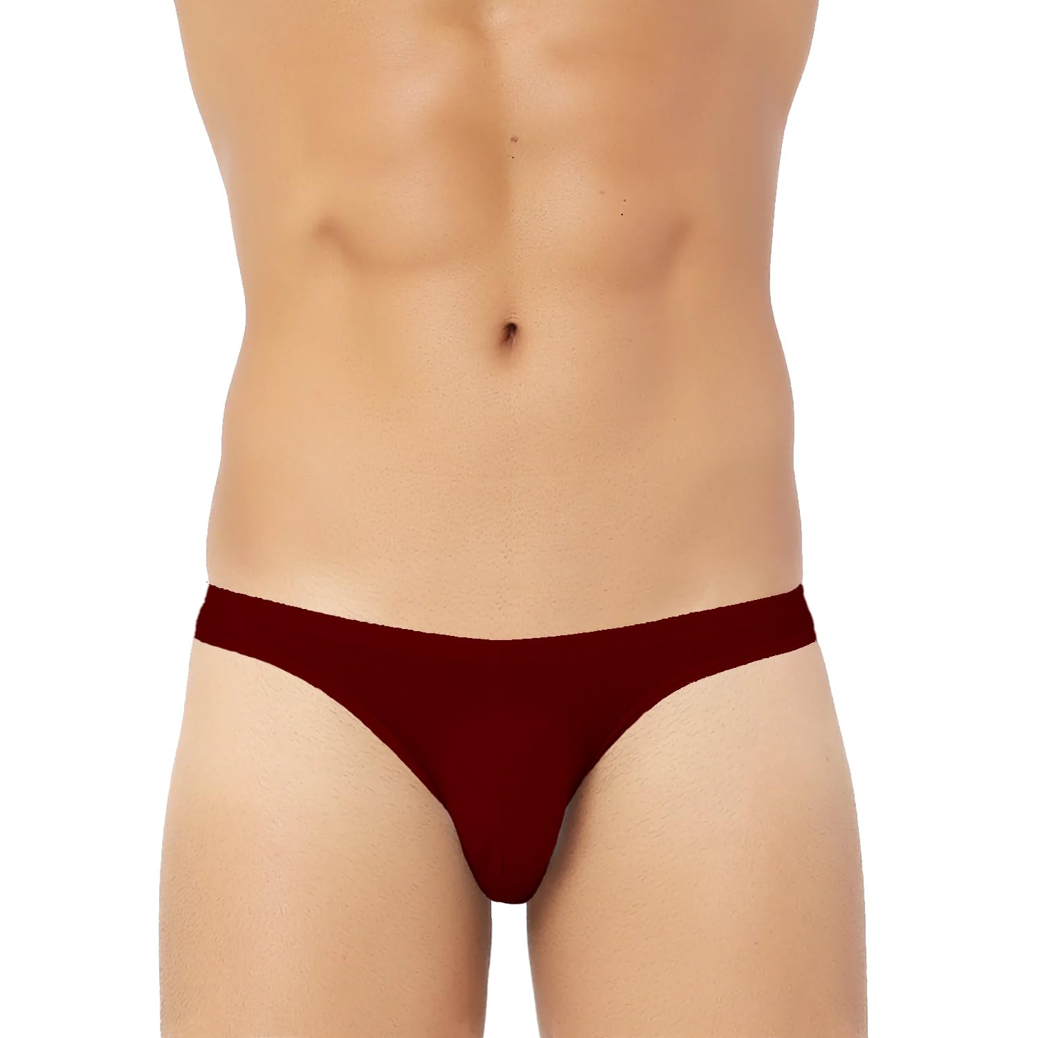 Micro Modal Regular Fit Solid Antibacterial Low Waist Bikini Briefs for Men with No Marks Waistband (Pack of 1), Maroon-image-40