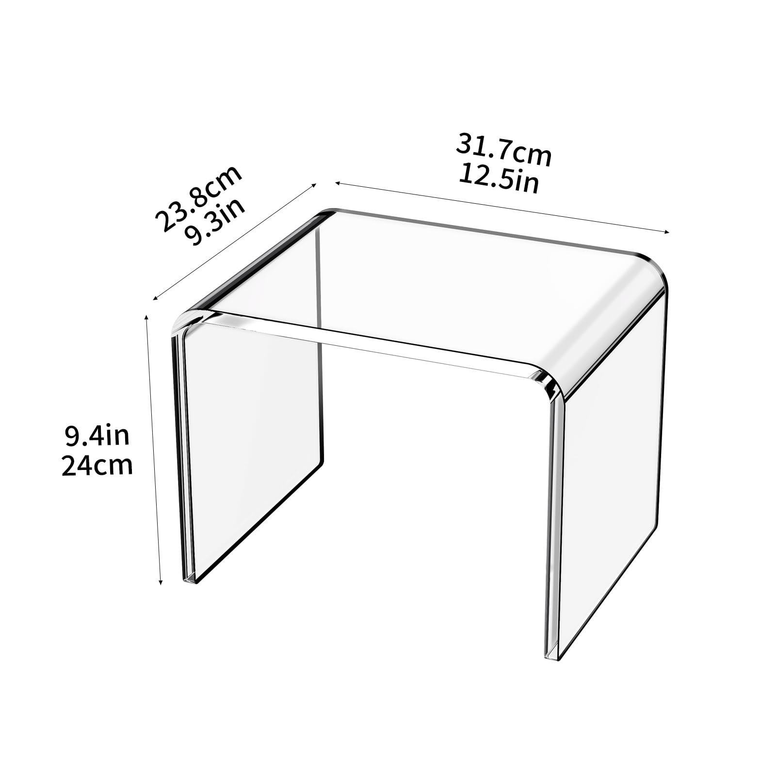 Acryl-Tritthocker, Kleiner transparenter Fußhocker für Badezimmer, Schlafzimmer, Küche, belastbar bis 113 kg, rutschfeste Matte gratis, Maße (32 x 24 x 24 cm) (transparent, 32×24cm×24cm)