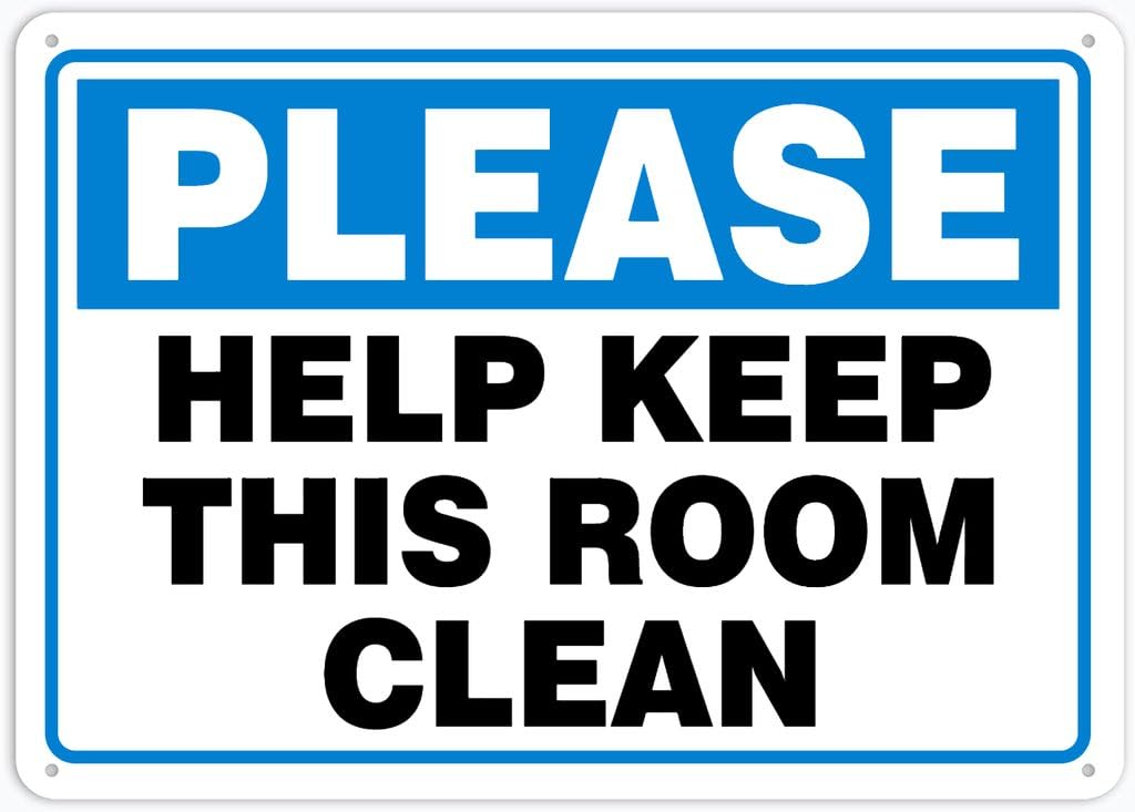 8"x12" Tin Metal Sign - Please Help Keep This Room Clean - Decorative Wall Sign For Home, Gate, Garden, Bars, Restaurants