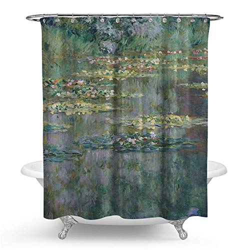 KISY Rideau de douche imperméable et résistant aux moisissures en polyester Motif nénuphars 180 x 180 cm Cover
