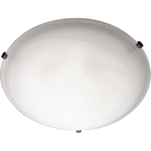 Maxim 2681MROI Malaga Marble Glass Round Flush Mount, 3-Light 180 Total Watts, 4"H x 16"W, Oil-Rubbed Bronze