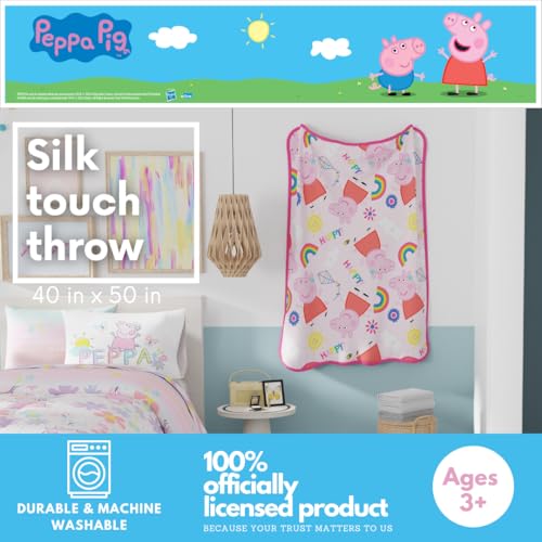 Image of Peppa Pig Kids Bedding Super Soft Cozy Silk Touch Throw, 40 in x 50 in, (Officially Licensed Product) By Franco