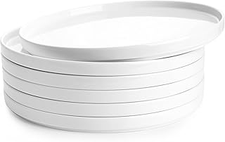 Sweese Porcelain Dinner Plates Set - White, Oven Safe