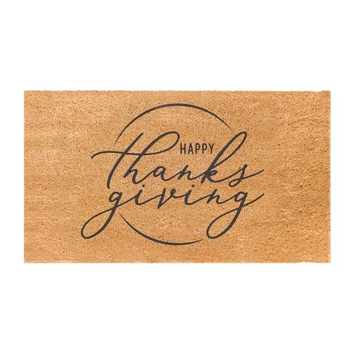 THEODORE MAGNUS Fall Door Mat–Coir Doormat for Outdoor Entrance Durable Welcome Mat with Non Slip Backing Perfect for Front Door and Entryway OutdoorIndoor Happy Thanksgiving