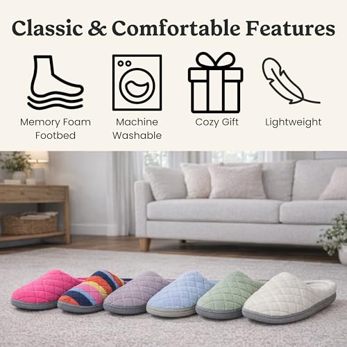 Image of Leslie Terry Clog House Shoes with Memory Foam, Indoor Slippers with Wide Widths