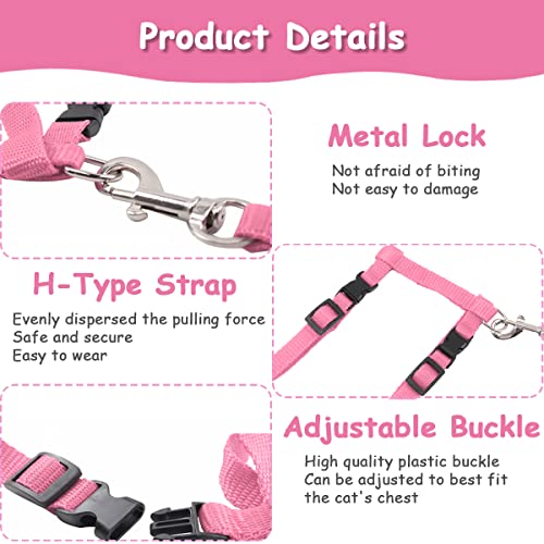 YUTOU Pack of 2 Soft Cat Harness with Lead Escape Proof Adjustable Nylon Harness Cat Lead Cat Vest with Safety Buckle Puppy Harness for Kitten Puppy Rabbit Rabbit - Image 3