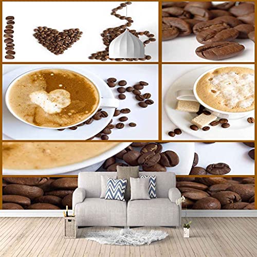 Papier Peint 3D grains de café pour ambiance chaleureuse de restaurant