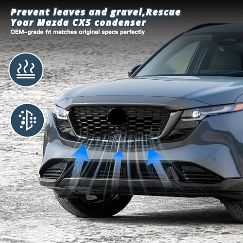 Image of Ruiya 2026 CX5 Front Grill Mesh Inserts Trims for 2026 Mazda CX-5 Accessories ABS Material Upper & Lower Front Grille Guard Compatible with 2026 Mazda CX 5 All Trims