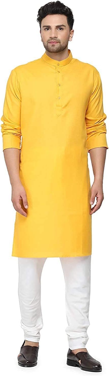 Gauri Laxmi Enterprise Men Cotton Blend Straight Kurta