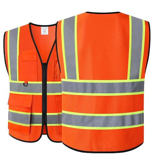 Image of Safety Vest for Men Women Hi Vis Vest with Pockets Mesh High Visibility Vests