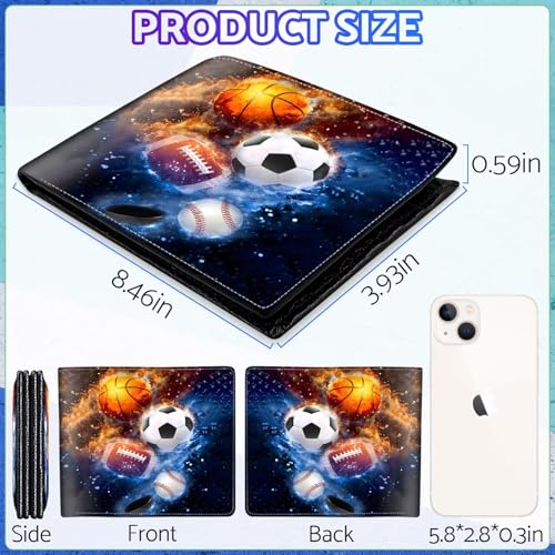 Image of Boys Wallet for Kids, Cool Kids Wallet for Boys Ages 8-10 9-12 11-15, Funny Balls Leather Bifold Rfid Blocking, Coin Pocket Id Window for Teen Men Youth Guys Birthday Christmas Gifts