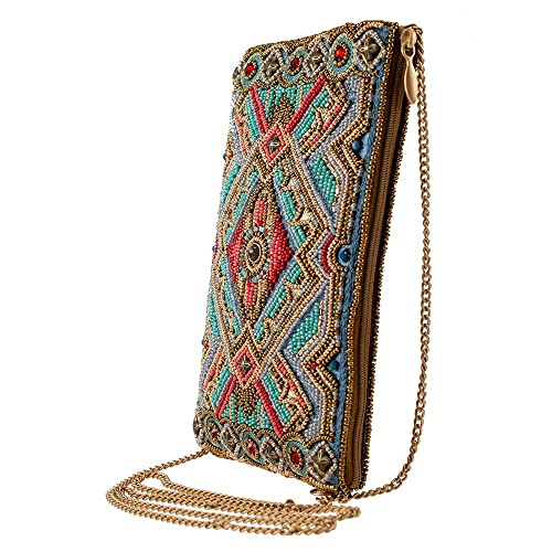 Mary Frances Native Girl Beaded Crossbody Cell Phone Bag with Tribal Design, Multicolor4