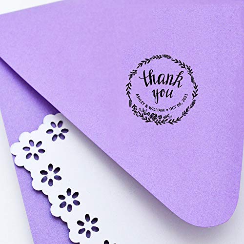 Custom Rose Wedding Stamp Leaf Thank You Marriage Stamps Personalized Self Inking Save The Date Wreath Rubber Stamper #TOP3